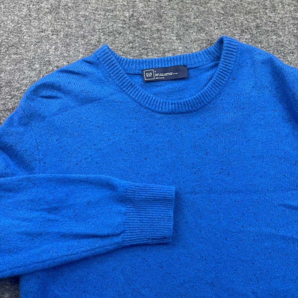 Gap Lambswool Blend Long Sleeve Crewneck Sweater Mens Large Blue